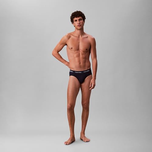 Calvin Klein Men's Cotton Stretch Multipack Hip Briefs, Black, Blue Shadow, Cobalt Water with Wicking, M – Ansicht 3