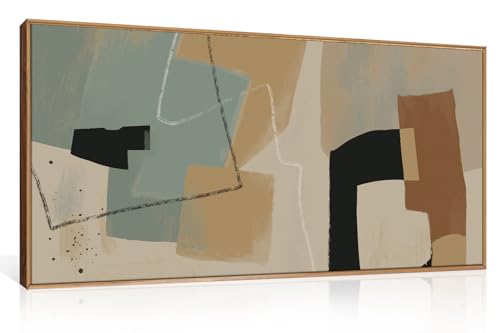 DRACIT Modern Neutral Abstract Framed Canvas Wall Art Set,Beige Color