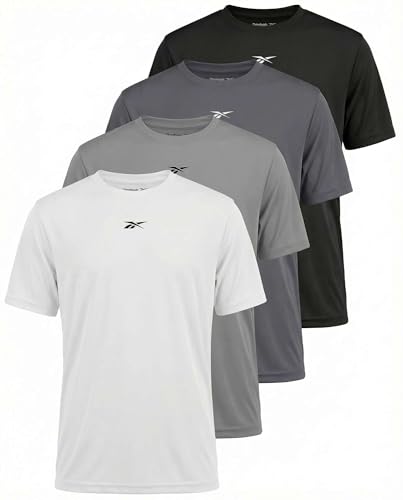 Reebok 4 Pack: Boys Dry Fit Short Sleeve T Shirts Athletic Active Running Sports Tee Shirt for Kids Teens Youth Boy Size 6-18- Set 4 L (12-14)
