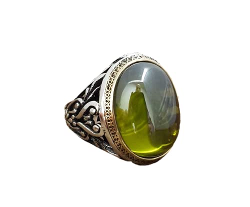Beautiful Handcrafted 925K Sterling Silver Mens Ring With Cz Peridot Color Rp1252 #TOP12