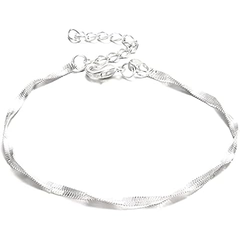 Boho Mujeres Delgadas Tobillo Cadena Pulsera - Plata Cover