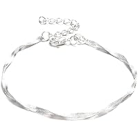 Boho Mujeres Delgadas Tobillo Cadena pie Pulsera Tobillera Descalzo Sandalia Playa joyería - Plata útil y hábil