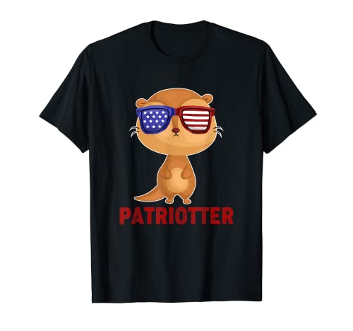 Otter Patriotter Patriotic American Flag Otter T-Shirt