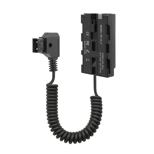 D-Tap to NP-F550 Dummy Battery Fully Decoded Coiled Power Cable for NP-F550/570/770/970, Compatible with Sony Camcorders, Atomos Ninja/Shinobi, Blackmagic BMPCC 6K, Z CAM, LED Lights, 39"