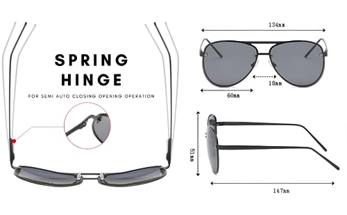 Image of Retro Polarized Aviator Sunglasses for Men Women Stylish | Metal frame with UV400 Protection | Spring Hinges Anti Glare Shatter Resistant Lightweight Goggles for Driving