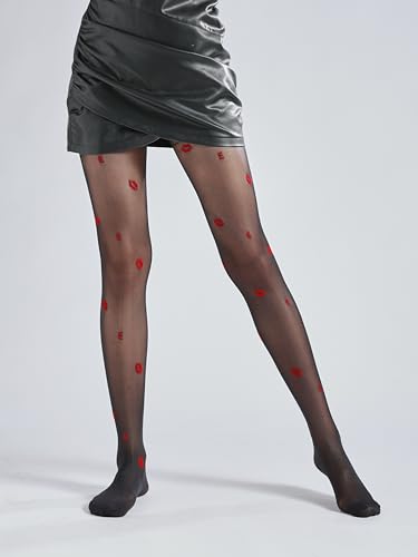 Image of Sahabowi Women Sheer Tights, High Waist Pantyhose, Vintage Control Top Stockings(Patterns Colourful), Pantyhose5