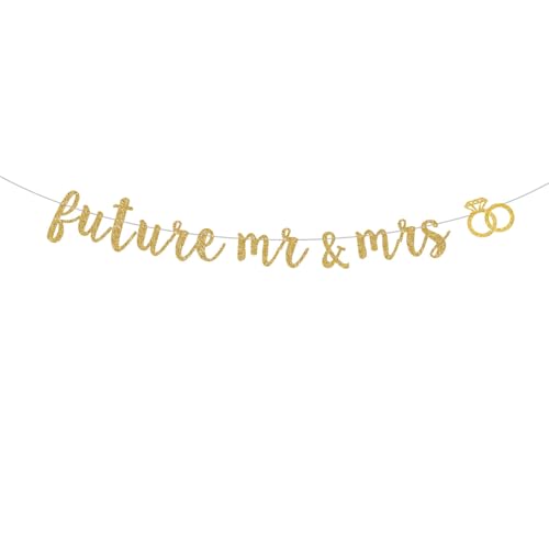 Pre-Strung Future Mr & Mrs Gold Glitter Banner - Engagement