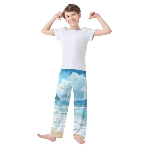 Boys' Pants Sea Beach Lonely Girl Long Bottoms Jogger Pants Elastic Waist Trousers with Pockets S-XL2