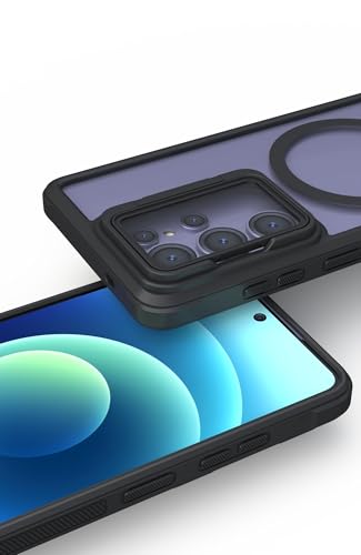 Image of Pirum Back Cover for Samsung Galaxy S26 Ultra Magnetic Wireless Charging with Lens Cover Kickstand - Black