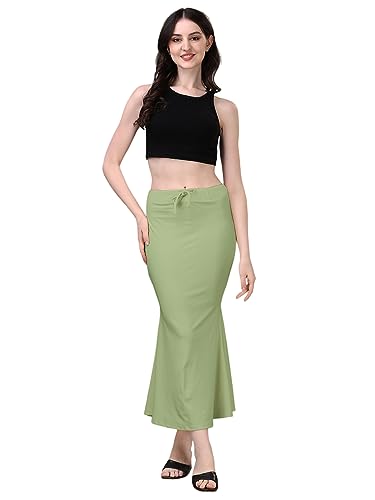 Image of Women's Saree Shapewear Petticoat, Cotton Blend Stretchable Mermaid Skirt, High Waist Tummy Control, Smooth Curve Fit with Adjustable Drawstring