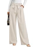 LILLUSORY Wide Leg Dress Work Pants Womens Petite Palazzo Spring Summer 2026 Flowy Trousers Slacks High Waisted Business Dressy Casual Outfits Clothes Office Cute Teacher Clothing Off White M