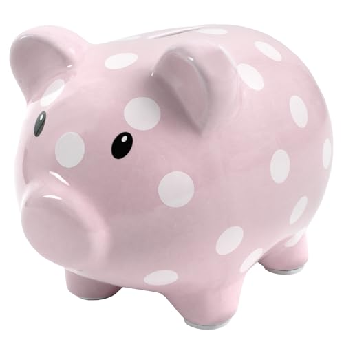 Baby Essentials Large Ceramic Piggy Bank for Boys and Girls, Kids Money and Coin Bank, Perfect Baby Nursery Décor, Gift and Newborn Keepsake