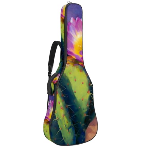 Housse de guitare acoustique 41 pouces à motif cactus violet