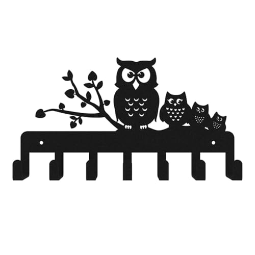 Beavorty Perchero de Pared Gancho para Abrigos Diseño Búho, Hierro Forjado Resistente, Decoración Funcional para Baño, Dormitorio y Cocina, Perchero Colgante Montado Pared