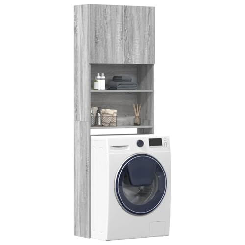 HOMTAKIE Sonoma - Mueble para lavadora (color gris, madera de ingeniería), color gris