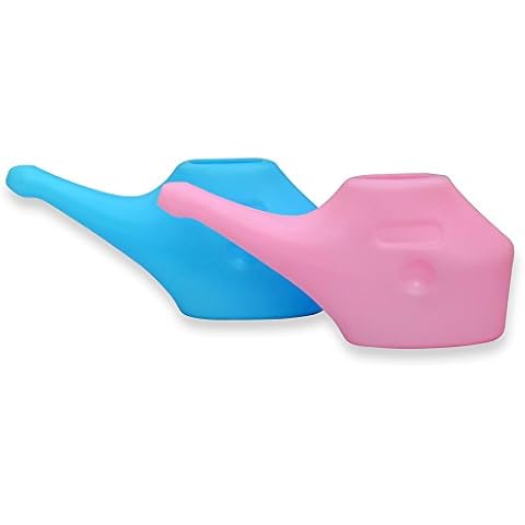 Set of Two Traveler’s Plastic Neti Pot for Nasal Cleansing | Pink and Blue Neti Pot For Couple | Compact and Travel-Friendly Design | Natural Treatment for Sinus, Infection and Congestion Cover
