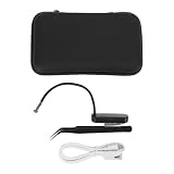Yechiry Pinzas para Implante de Pestañas, Extensiones de Pestañas Pinzas Curvas con Luz de Curado de Pegamento Giratoria 180°, Herramientas para la Aplicación, Color Negro