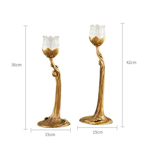 Portavelas decorativo de latón y cristal para decoración del hogar (pequeño)