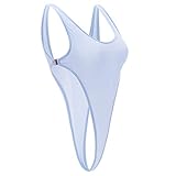 Damen Transparent Bodys Ärmellos Stringbody Rückenfreis Bodysuit Unterhemd Träger Top Dessous Achselhemd Sexy Negligee Overall Monokini Einteiler Unterwäsche Nachtwäsche Babydoll Reizwäsche Hellgrau