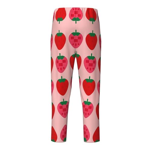 Pajama Pants Pajama Bottoms with Elastic Waistband Sleepwear Lounge Pants, Cartoon Fruit Strawberry2