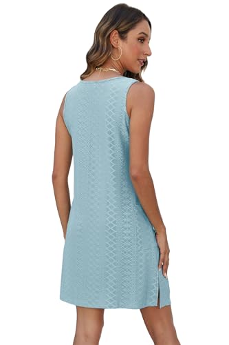 Image of BKRIVE Coverup Summer Dresses for Women 2026 Eyelet Casual Loose Sleeveless Sundresses Tank Dresses with Pockets