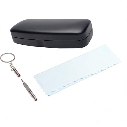 Image of VIVID Vision Unisex Adult Eyewear Specs Case Cover | Screw Driver | Free Cloth | Protect Eye Glasses | Chashma Dibbi | Spectacle Box | HINGE-SPRING | Metal | 3 IN 1
