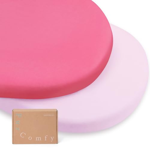 Image of Supersoft Fitted Bassinet Sheets, Premium Bamboo Viscose Cradle Sheets, Streachy Hypoallergenic Breathable Moses Basket Oval Rectangle Pad /Mattress Universal Fit for Halo, Dream on Me, 2-Pack