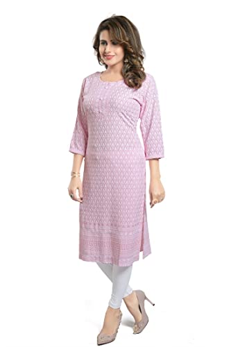 Image of DREAM & DZIRE Chikankari Kurti for Women of Cotton in Plus Size & Small Size.