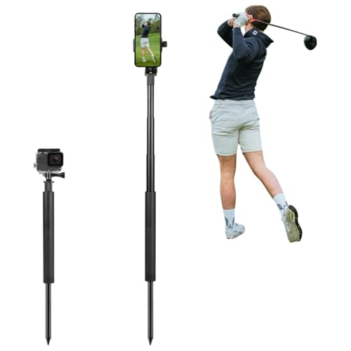 Golf Monopod Selfie Stick with Ground Spike Stake, Golf Swing Analyzer Phone Stand for Training Aid, Golf Phone Holder Selfie Stick for Recording Swings