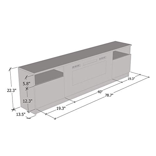 MEBLE FURNITURE & RUGS York WH02 Electric Fireplace Modern 79\" TV Stand - Thumbnail 6