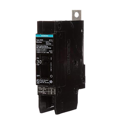 SIEMENS BQD130 30-Amp Single Pole 277V AC / 125V DC 14KAIC Bolt in Breaker, Black