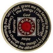 27 Year NA Style Clean Time Chip Metallic Red Tri-Plate Sobriety Chip