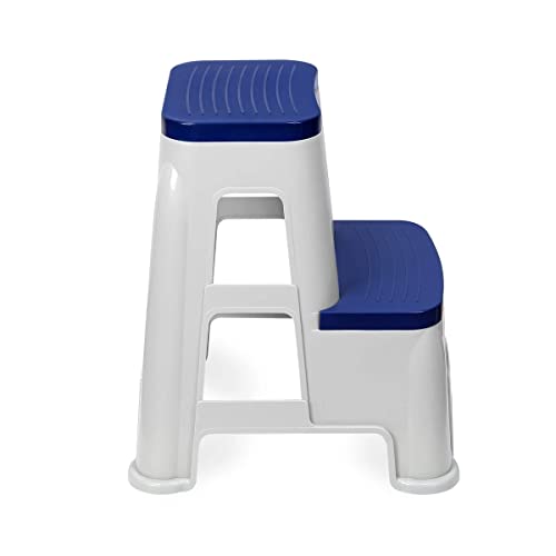 Image of Strong and Durable Plastic Step Stool for Home, Bedroom, Bathroom, Kitchen, Living Room Office Adult Kids Children's and Garden Stool with high Load Capacity (Blue), 48 x 60 Cm