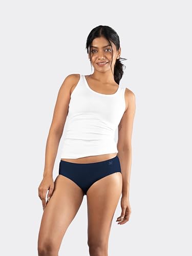 Image of Lavos Bamboo Cotton Panties for Women, Comfortable Soft Mid-Waist Hipster Panty with Thin Inner Elastic, Anti-Bacterial Odour Free Underwear for Womens, Seamless No Visible Briefs for Ladies