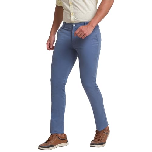 Image of Parx Men's Regular Fit Cotton Casual Pant (XMTS03349B6 Blue)