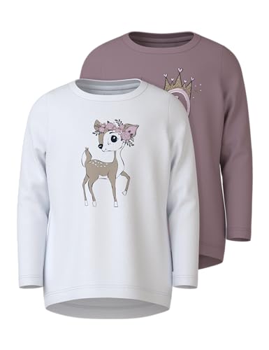 Name it mini Nmfvix 2P LS Top, Blanco Brillante, 92 (Pack de 2) para Niñas