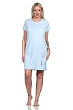 Normann Damen Nachthemd halbarm, Bigshirt mit Feder- und Pfeil-Motiv - 122 214 10 754, Farbe:blau, Größe:44-46