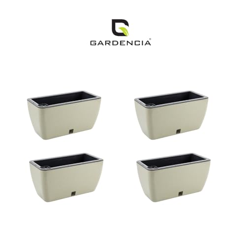 Image of GARDENCIA Self Watering Flower Pots for Outdoor Indoor Gardening /Rectangle Big Plant Pot with Polypropylene UV Material /Decorative Modern Gamla (Stone Cream, Pack of 4)