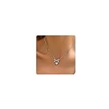 JotCa White Gold Necklace for Women, Dainty Heart Bow Pendant Necklace Trendy Bowknot Ribbon Bridal Jewelry Gifts