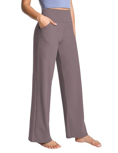 Image of BUBBLELIME Women High Waist Wide Legs Yoga Pants Loose Sweatpants Pockets | 29 inch /31 inch /33 inch /35 inch /37 inchInseam,2 Styles / Dress /Basic,Lounge,Comfy,Stretch Casual Work