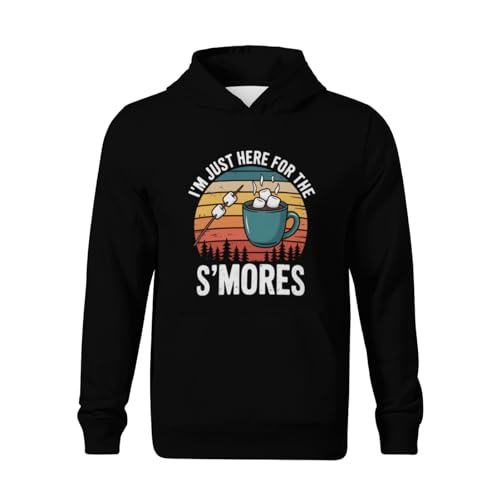 Kids I'm Just Here For The Smores Funny Camping S'Mores Boys Girls Lightweight Kangaroo Pocket Fleece Hoodies2