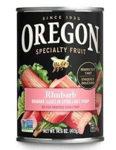 Oregon Fruit Rhubarb in Extra Light Syrup, (Value Pack of 8x14.6 oz) – Premium Canned Fruit for Baking, Desserts, Pies & Recipes, Made in Oregon