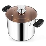 GAOAZHEN Suppentopf, dreilagiger Suppentopf aus Edelstahl, hitzebeständiger Griff und transparenter Deckel, zum Kochen von Nudeln und Schmorsuppe, geeignet für Induktion/Elektro/Gas/Keramik, gesund u