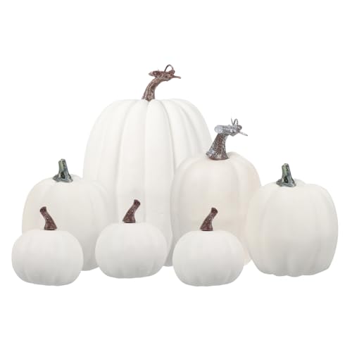 TOPBATHY Decorazione Realistica Per La Casa 7 Pezzi Zucche Finte Extra Large Per Halloween Di Zucca Ornamentale