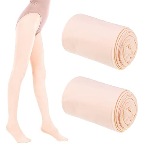 Firtink 2 Pairs Ballet Dance Tights Girls Kids Pink Footed Dance Training Tights Convertible Ballet Legging Stocking Cover