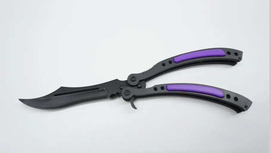 Image of VIKSON INTERNATIONAL CSGO Style Butterfly knive Trainer - Practice Tool for Flipping - Safe Unsharpened Plastic Blade - For kidsy