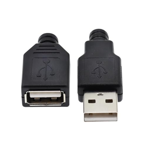 Conector USB Tipo A de 4 Pines DIY con Cubierta Negra Kit de 10 Unidades Macho y Hembra 2