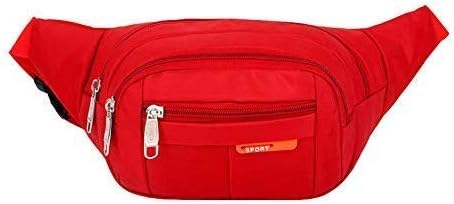 Sports Waist Packs Fanny Bag, Multiple Functions Hip Bum Chest Belly Back Bags with Adjustable Belt Strap for Men, Women Fit for Outdoor Events Like Hiking, Cycling, Running (Red)