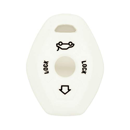 BROVACS Silicone Cover Protector Case Holder Skin Jacket Compatible with BMW 3 Button Remote Key Fob CV4902 White