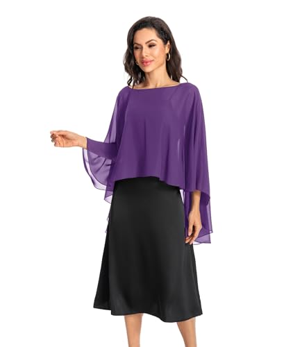 Image of Baoqiya Chiffon Capes Sheer Capelets Long Cape Poncho For Women Plus Size
